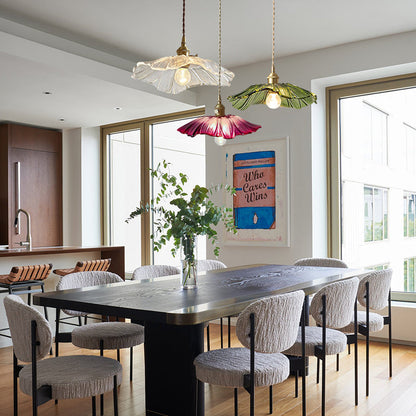 Retro Lotus Leaf Shape Glass Pendant Lamp