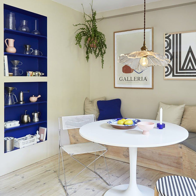 Retro Lotus Leaf Shape Glass Pendant Lamp