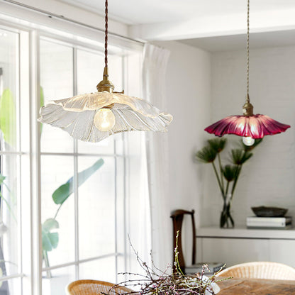 Retro Lotus Leaf Shape Glass Pendant Lamp