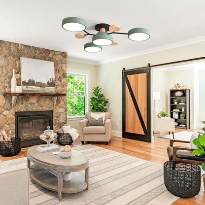 Tyalez Contemporary Round Iron LED Semi-Flush Chandelier