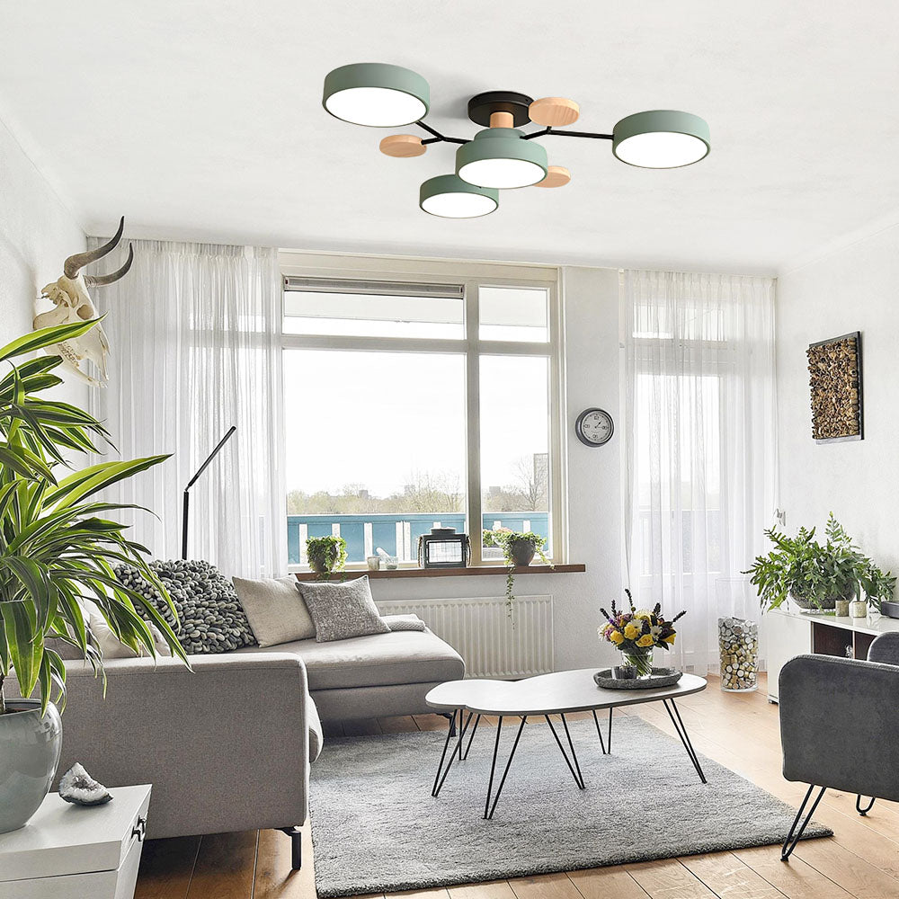 Tyalez Contemporary Round Iron LED Semi-Flush Chandelier