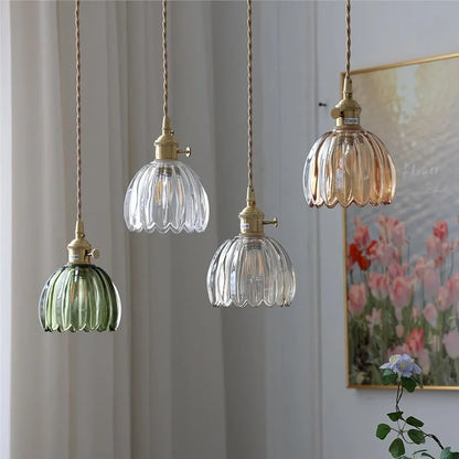 Vintage Flower Glass Pendant Light