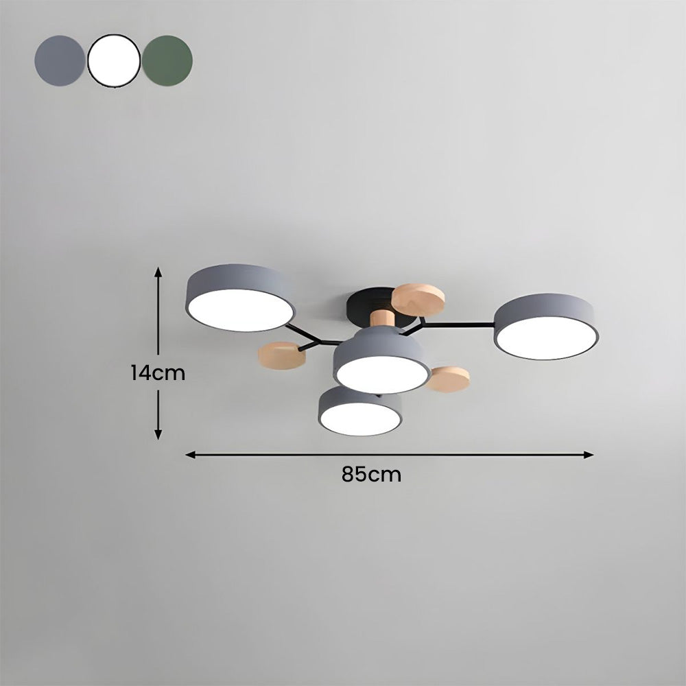 Tyalez Contemporary Round Iron LED Semi-Flush Chandelier
