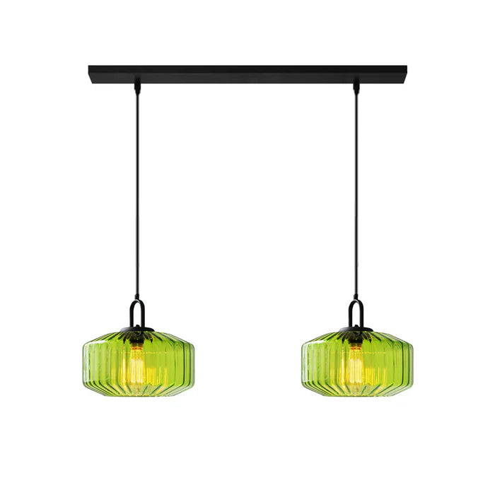 Mid Century Striped Glass Pendant Light