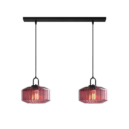 Mid Century Striped Glass Pendant Light