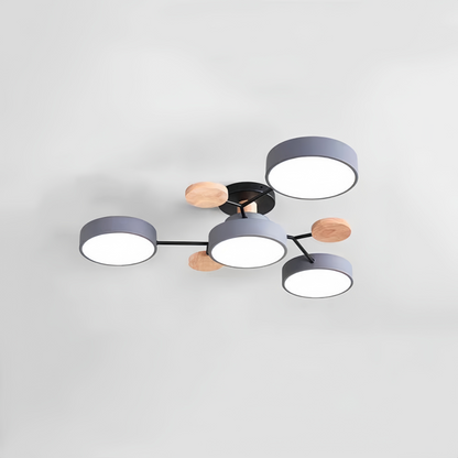 Tyalez Contemporary Round Iron LED Semi-Flush Chandelier